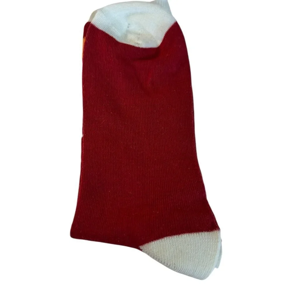 Hilarious Unisex Red & White Leg Day Socks w/ Drumsticks. 🍗 🍗